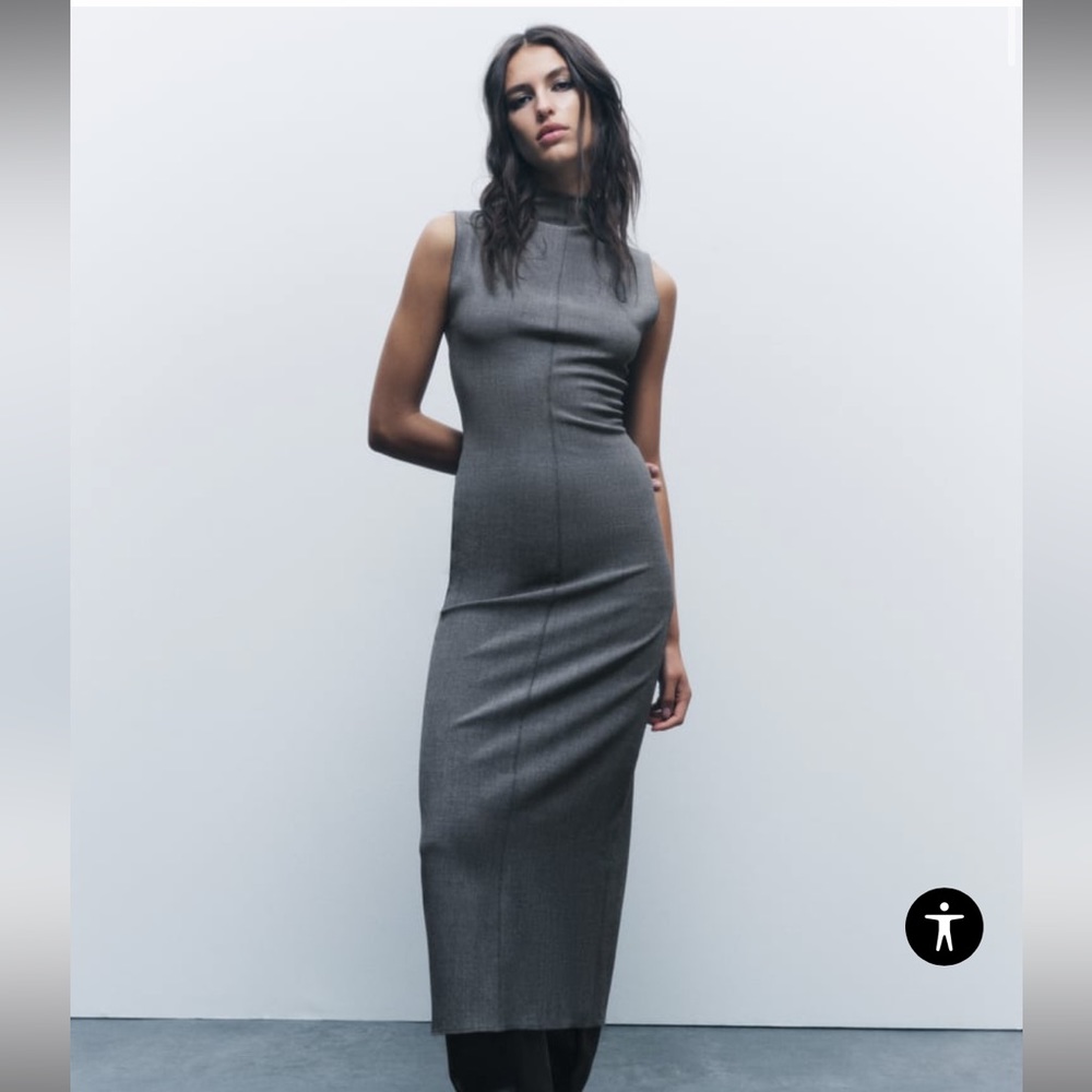 Zara Grey Seamed Dress